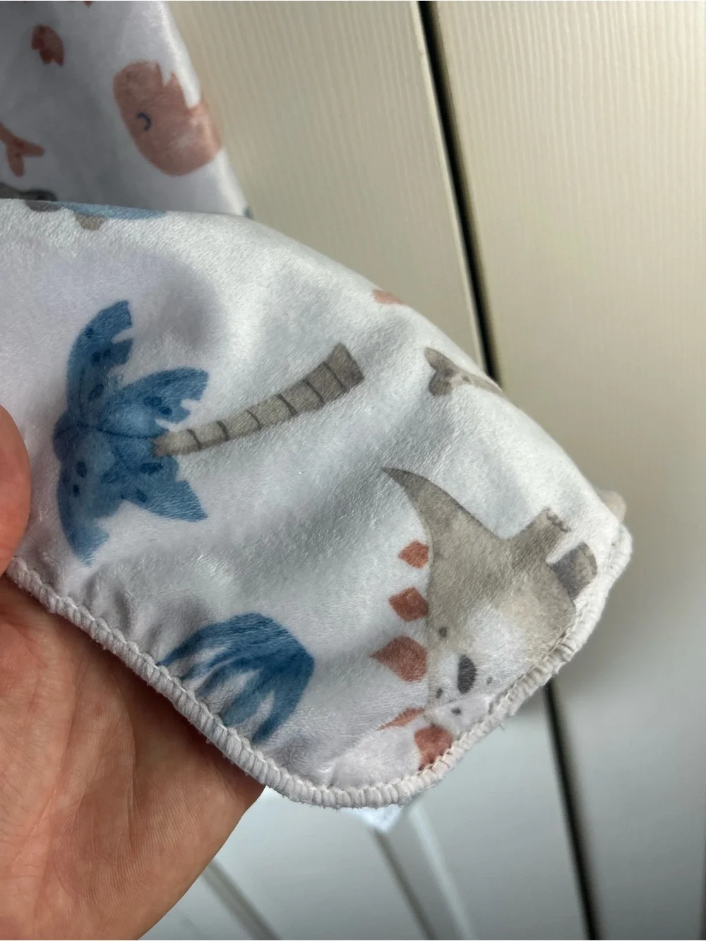 Blue White Dinosaur Baby Blanket Volcano Palm Tree Sherpa Clouds Mountains Bones